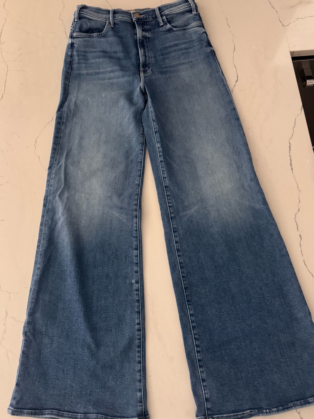 MOTHER Blue Wide-Leg Flare Jeans
